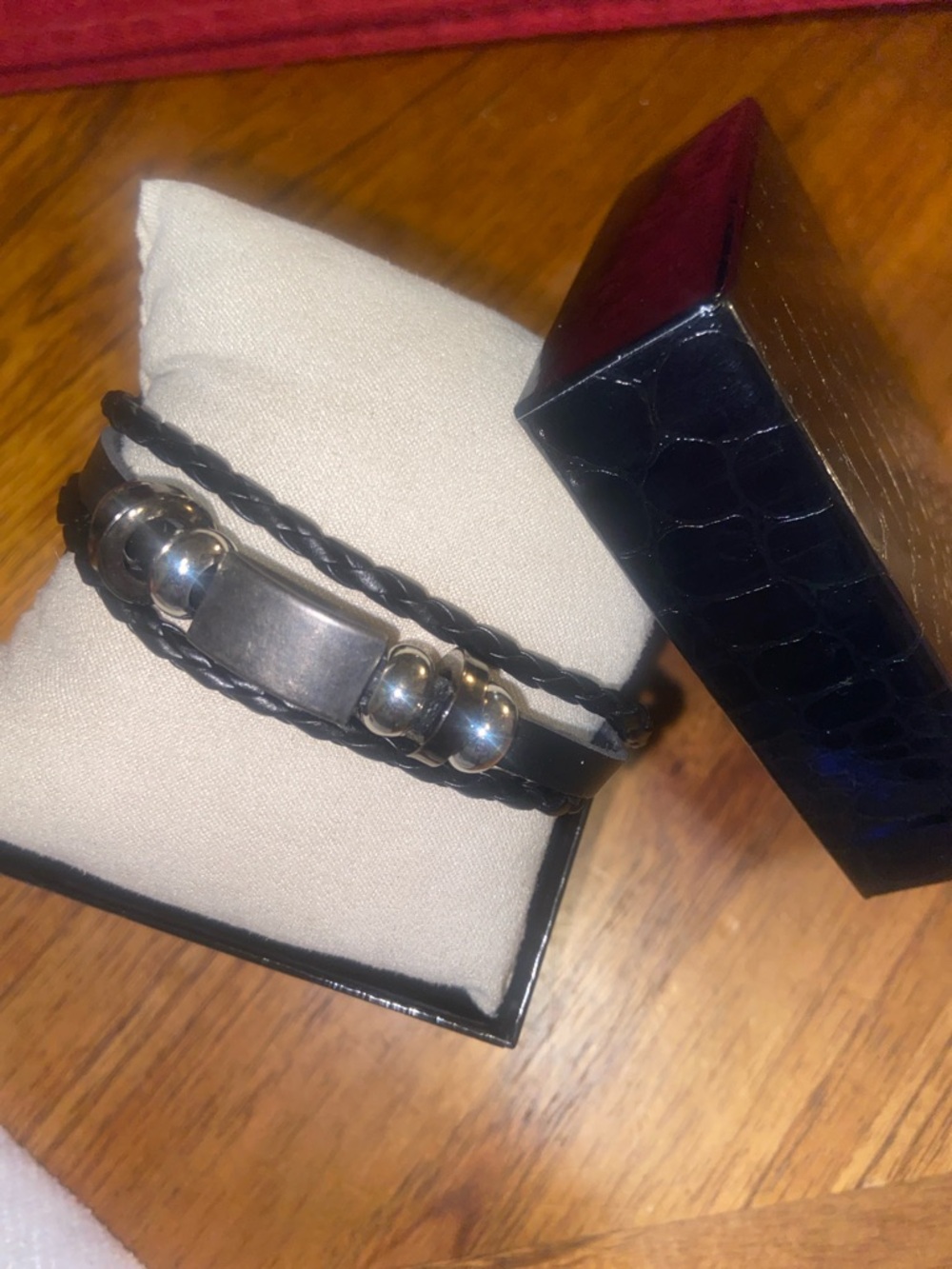 Black Leather Multi-Strand Bracelet with Silver Accents